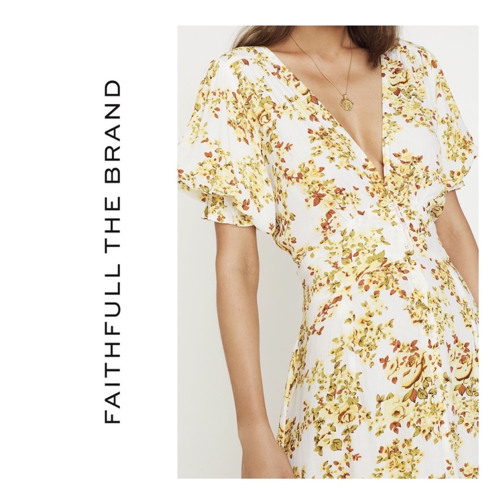 FAITHFULL THE BRAND Rafa Midi Dress Size Medium - Picture 3 of 11